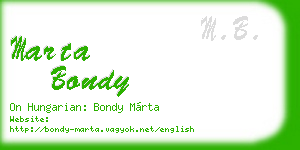 marta bondy business card